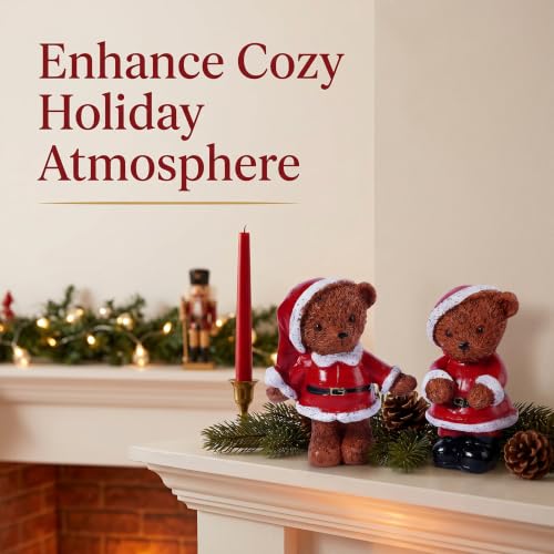 2-Piece Christmas Teddy Bear Figurines Christmas Decor Indoor