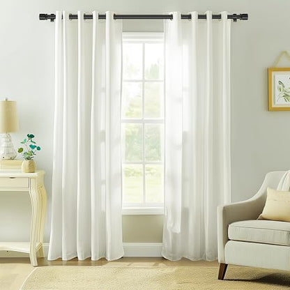 Ottsuls Curtain Rods for Windows, 32 to 118 or 129 Inches Max Adjustable Length, 1 Inch Diameter, Black Decorative Curtain Rod Set, Rustproof Heavy Duty Metal Pole with Brackets - size: 32" to 118"