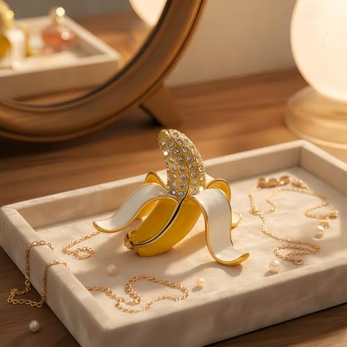 Cute Banana Metal Jewelry Box Daisy Trinket Boxes Storage Gift For Women - color: banana