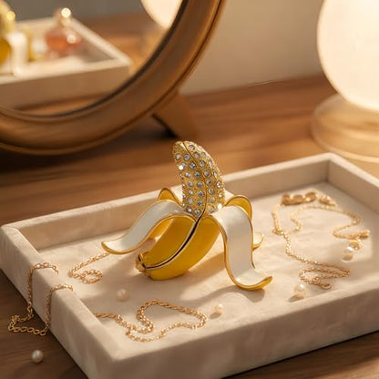 Cute Banana Metal Jewelry Box Daisy Trinket Boxes Storage Gift For Women - color: banana