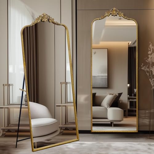 Growsun 75''x30'' Arched Antique Full Length Floor Mirror w/Stand - size: 75"L x 30"W