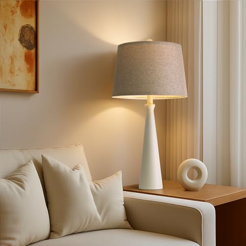 Oneach 25.75" Modern Table Lamp for Bedroom Set of 2, USB C Port, White - color: White