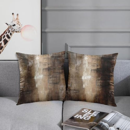 Britimes Throw Pillow Covers Set of 2, 18 x 18 Inch, Brown Grey Beige - color: Brown Grey, size: 18" x 18" (Pack of 2)