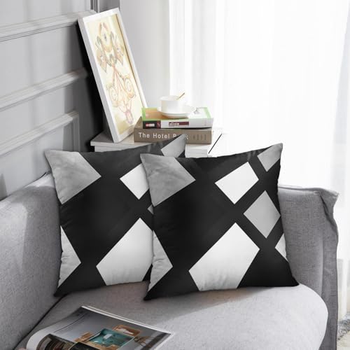 Emvency Throw Pillow Covers Set of 2, 18 x 18 Inch, Stripes Retro Black - color: Black and Grey 2, size: 18" x 18" (Pack of 2)