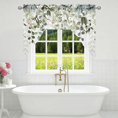 Sage Green Eucalyptus Leaves Swag Curtains 1 Panel, 56x36 in - color: Eucalyptus Leaves-green, size: 56"W x 36"L (Pack of 1)