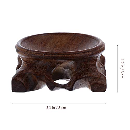 EXCEART Crystal Ball Display Stand Wooden round Pedestal for Home Decor - size: 8X3cm