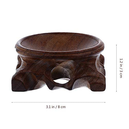 EXCEART Crystal Ball Display Stand Wooden round Pedestal for Home Decor - size: 8X3cm