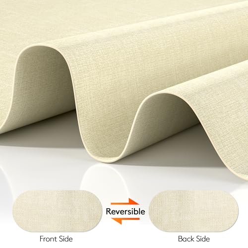 DOLOPL Oval Placemats Set of 6, Beige Faux Leather Table Place Mats - color: Beige, size: Medium: 11.8" x 17"