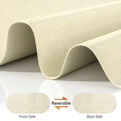 DOLOPL Oval Placemats Set of 6, Beige Faux Leather Place Mats, Large - color: Beige, size: Large: 13.8" x 21.6"