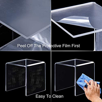 CECOLIC Clear Acrylic Riser Display Stand, Acrylic Display Riser Stand Shelf for Pops Figures, Jewelry, Candy, Cupcake, Dessert, 2 Sets - 3x4x5in - size: 3x4x5''
