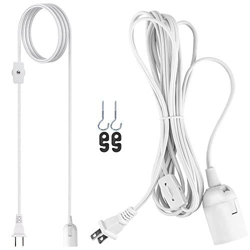 JACKYLED Extension Hanging Lantern Cord Cable Gear Switch UL 1-Pack 12Ft - style: 12Ft-White