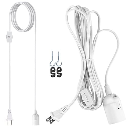 JACKYLED Extension Hanging Lantern Cord Cable Gear Switch UL 1-Pack 12Ft - style: 12Ft-White