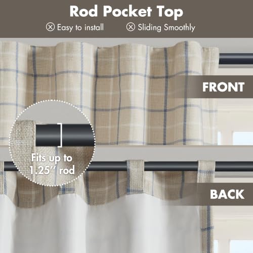Madison Park Plaid Curtain Thermal Insulated, 1 Panel, 50x84 Linen Blue - color: Rod Pocket & Back Tab, Linen Blue, size: 50"W x 84"L (Pack of 1)