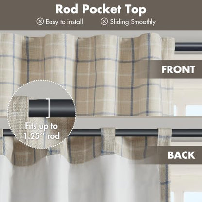 Madison Park Plaid Curtain Thermal Insulated, 1 Panel, 50x84 Linen Blue - color: Rod Pocket & Back Tab, Linen Blue, size: 50"W x 84"L (Pack of 1)