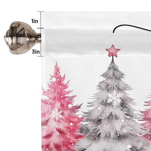 Christmas Valances for Windows, Pink Christmas Tree Curtains 42x12 Inch - color: Christmas-sy-sd0767, size: 42"W x 12"L (Pack of 1)