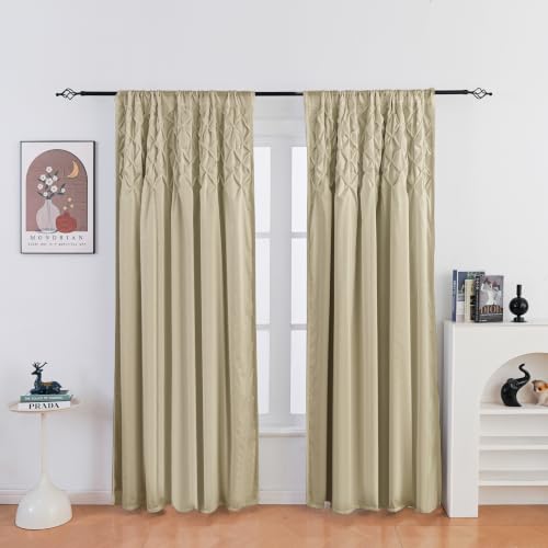 Pintuck Diamond Textured Window Curtains, Thermal Insulated Blackout Window Curtains, Traditional Glam & Farmhouse Window Decor (Camel, 52" W x 84" L) - color: Camel, size: 52"W x 84"L (Pack of 2)