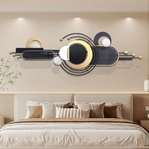 ERMOFAV Large Modern Metal Wall Art for Living Room,Black 58×18 in - style: Abstract Art
