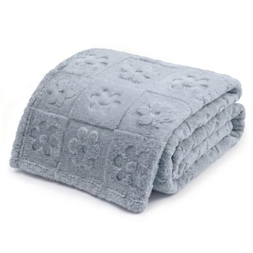 Americanflat 30x40 Jacquard Kids Throw Blanket - Soft and Breathable Mini Fleece Throw Blanket for Couch, Bed, Chair - Fleece Blankets Perfect for Home, Bedroom, or Outdoor - Flower Design in Gray - color: Gray, size: 30x40, style: Flower