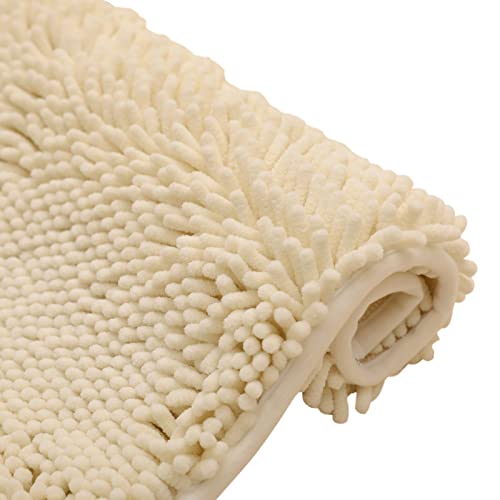Non-Slip Bath Rug,Extra Soft Microfiber Bedroom Shag Carpet with Anti-Slip Backing,Water/Dust Absorbent Fast Dry Shower Mat,Sound Insulated Stairs Pad,Machine Washable (Beige,19 x 31 Inches) - color: Beige, size: 19"x31"