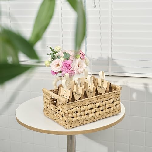 NAYA 15" Water Hyacinth Medium Wicker Shelf Basket with Handles - size: 15.0 x 10.8 x 6.1in