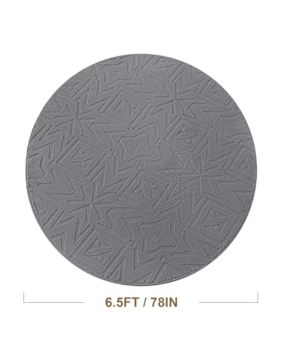 Carvapet Washable 6.5 Round Rug Soft Non Slip Circular Rugs for Living Room - color: Geometric Dark Gray, size: 6.5' Round