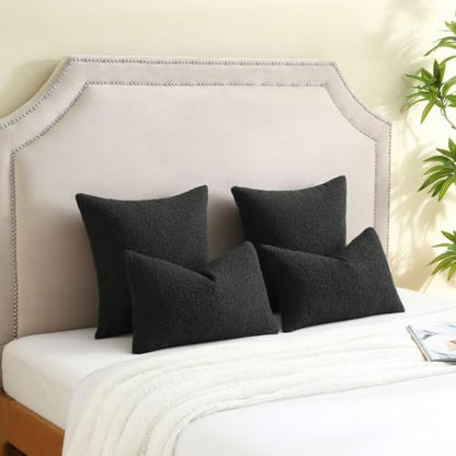 FUTEI Pack of 2 Boucle Textured Throw Pillow Covers 22x22 Inch, Black - color: Black, size: 22" x 22" (Pack of 2)
