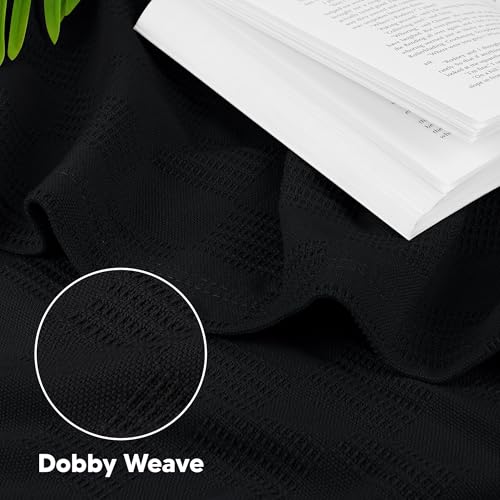 Utopia Bedding 100% Cotton Thermal Blanket Black Twin, 90x72 Inches - color: Black, size: Twin
