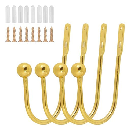 Curtain Holdback, 4 Pcs Wall Mounted Drapery Tiebacks with Screws, Gold - color: 4 Pcs, Gold