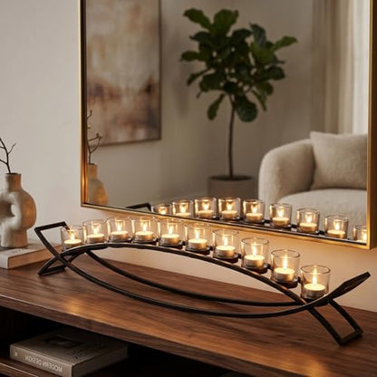 Seraphic Table Centerpiece for Dining Room, Extra Long Candle Holder, Clear - color: Black/Clear, size: 10 Cup