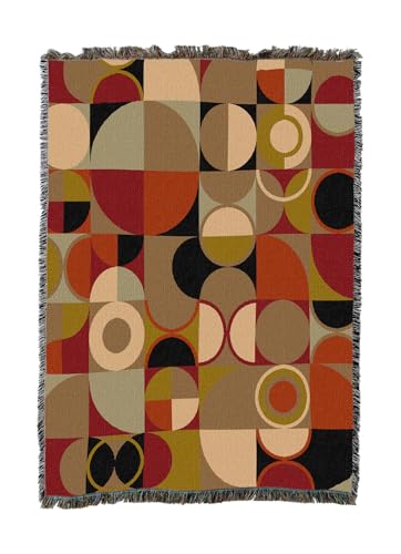 Pure Country Weavers Bauhaus Earth Blanket - Mid Century Modern - Gift Tapestry Throw Woven from Cotton - Made in The USA (50X60) - color: Bauhaus Earth, size: 50X60