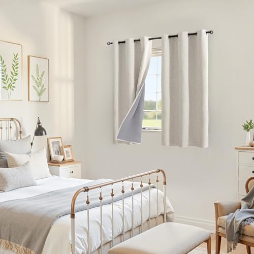 YoungsTex Linen Blackout Curtains 45 Inch Long for Bedroom 2 Panels - color: Linen, size: 42"W x 45"L (Pack of 2)