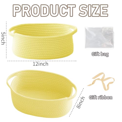 JMvicyroam Small Woven Basket, Empty Gift Basket, Yellow/1 Pack - color: Yellow, size: 1 Pack