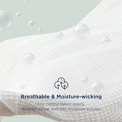 Bedsure 100% Cotton Blanket, Waffle Weave, King Size, White, 104"x90" - color: 01 White, size: King (104" X 90")
