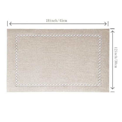 Placemats Set of 4 for Dining Table with Hollow Edge Design- Table Mats 12x 18 Inch, Cloth Place mats Machine Washable (Beige 4pcs) - color: H-beige, size: 4 pcs