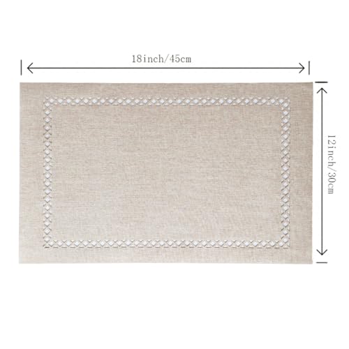 Placemats Set of 6 for Dining Table with Hollow Edge Design- Table Mats 12x 18 Inch, Cloth Place mats Machine Washable (Beige 6pcs) - color: H-beige, size: 6 pcs