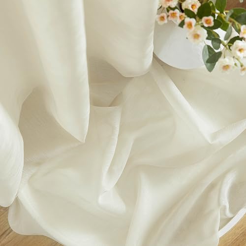 HLC.ME Semi Sheer Grommet Window Curtains, 2 Panels, 54x63 Inch, Beige - color: Beige, size: 54"W x 63"L (Pack of 2)