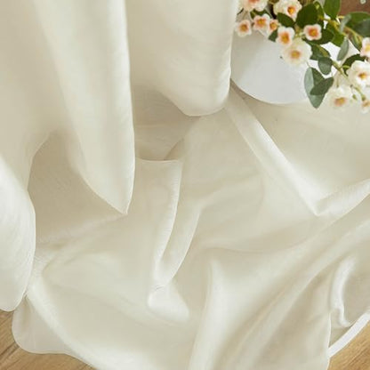 HLC.ME Semi Sheer Grommet Window Curtains, 2 Panels, 54x84 Inch, Beige - color: Beige, size: 54"W x 84"L (Pack of 2)