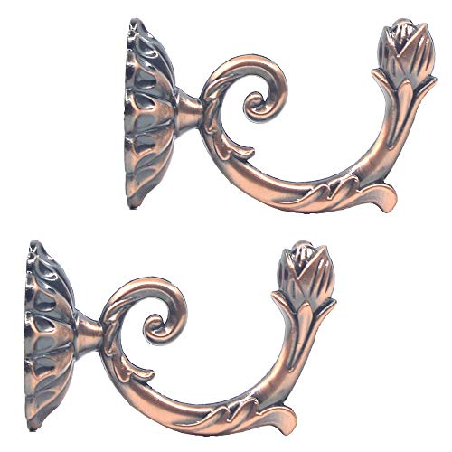 Ailejia 1Pair Curtain Tieback Hooks Metal Hooks Solid Color Simplicity European Crown Hook Design Curtain Holdbacks (red) - color: Red