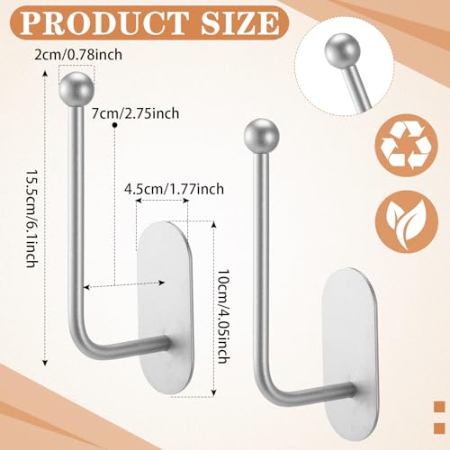 CroBlissful 2 Pcs Adhesive Curtain Holdbacks No Drill Window Hook,Silver - color: Silver
