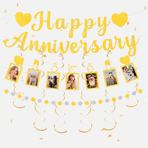 Happy Anniversary Decorations Gold Party Decoration Set