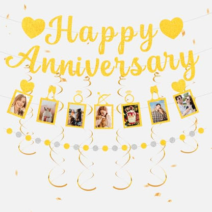 Happy Anniversary Decorations Gold Party Decoration Set
