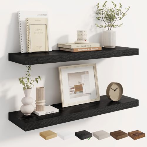 Dreamland 32 Inches Wall Mounted Wood Floating Shelves, Black, 2 Pack - color: Black, size: 32in