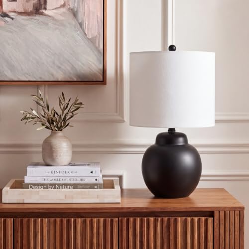 SAFAVIEH Lighting Collection Roux Black 20-inch Table Lamp (LED Bulb Included)