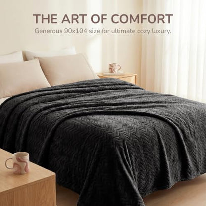 Exclusivo Mezcla Soft Fleece Blanket Twin Size for Bed, Sofa, Black - color: Black, size: Twin ( 90x66 IN )