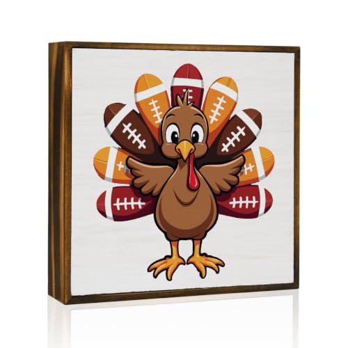 Turkey Football Fall Thanksgiving Wood Decor Sign for Table Shelf Decor2219 - color: Turkey