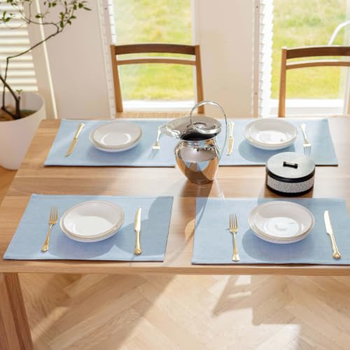 Demetex Blue Placemats Set of 4 Heat Resistant Place Mats Linen Cloth Placemat Dining Table Mats for Kitchen Plate Tables, Blue - color: Blue, size: Placemats set of 4
