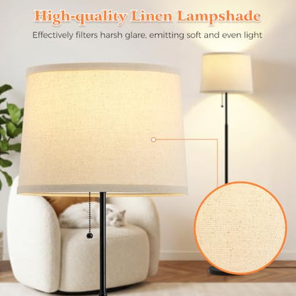 Floor Lamps for Living Room & Bedroom, 60" Modern Tall Standing Lamp, 3CCT - color: Dot Drum-Shades+Black Pole