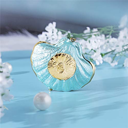 Metal Glass Pearl Mussel Trinket Box Ring Holder Centerpiece Decor