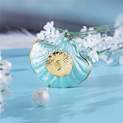 Metal Glass Pearl Mussel Trinket Box Ring Holder Centerpiece Decor