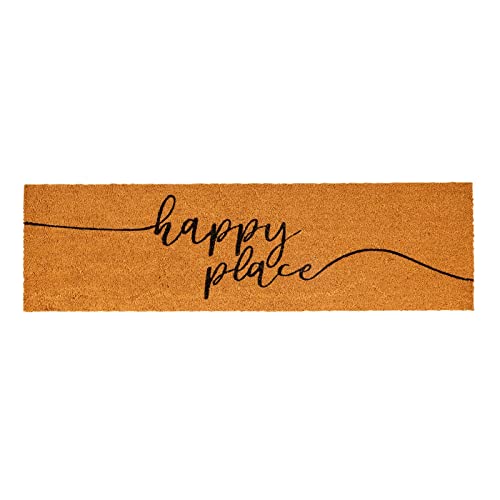 Juvale Natural Coco Coir Large Door Mat, Happy Place Long Outdoor Rug (17 x 60 in) - color: Happy Place Long Outdoor Rug (17 X 60 In)